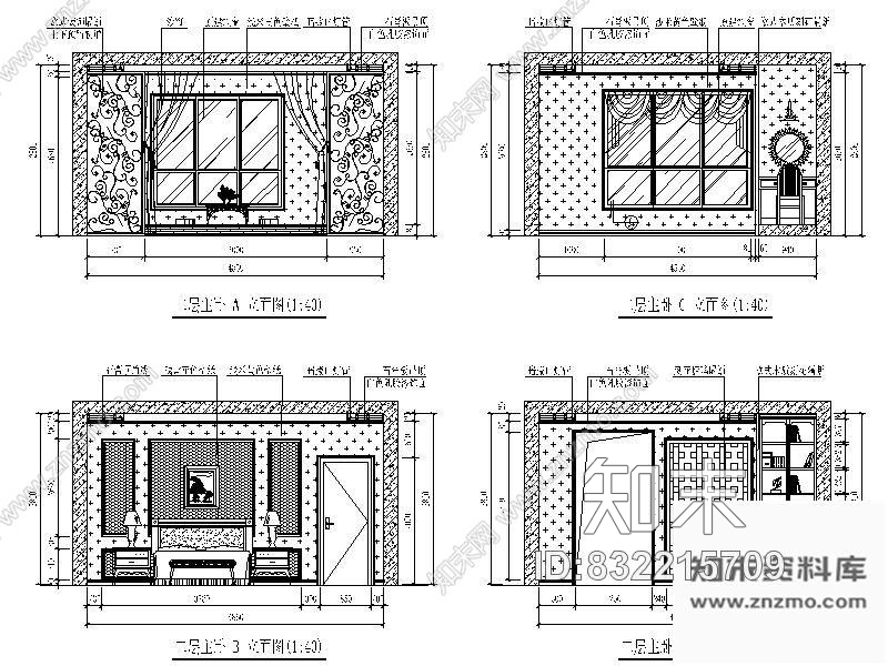 图块/节点新古典主卧立面图cad施工图下载【ID:832215709】