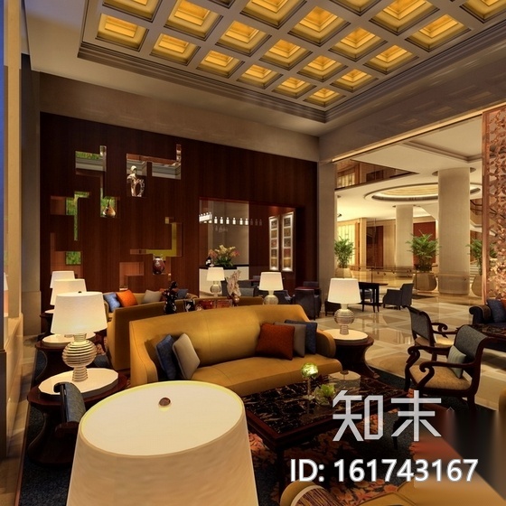 [吉林]典雅草原风情五星级酒店大堂吧装修施工图（含效果...cad施工图下载【ID:161743167】