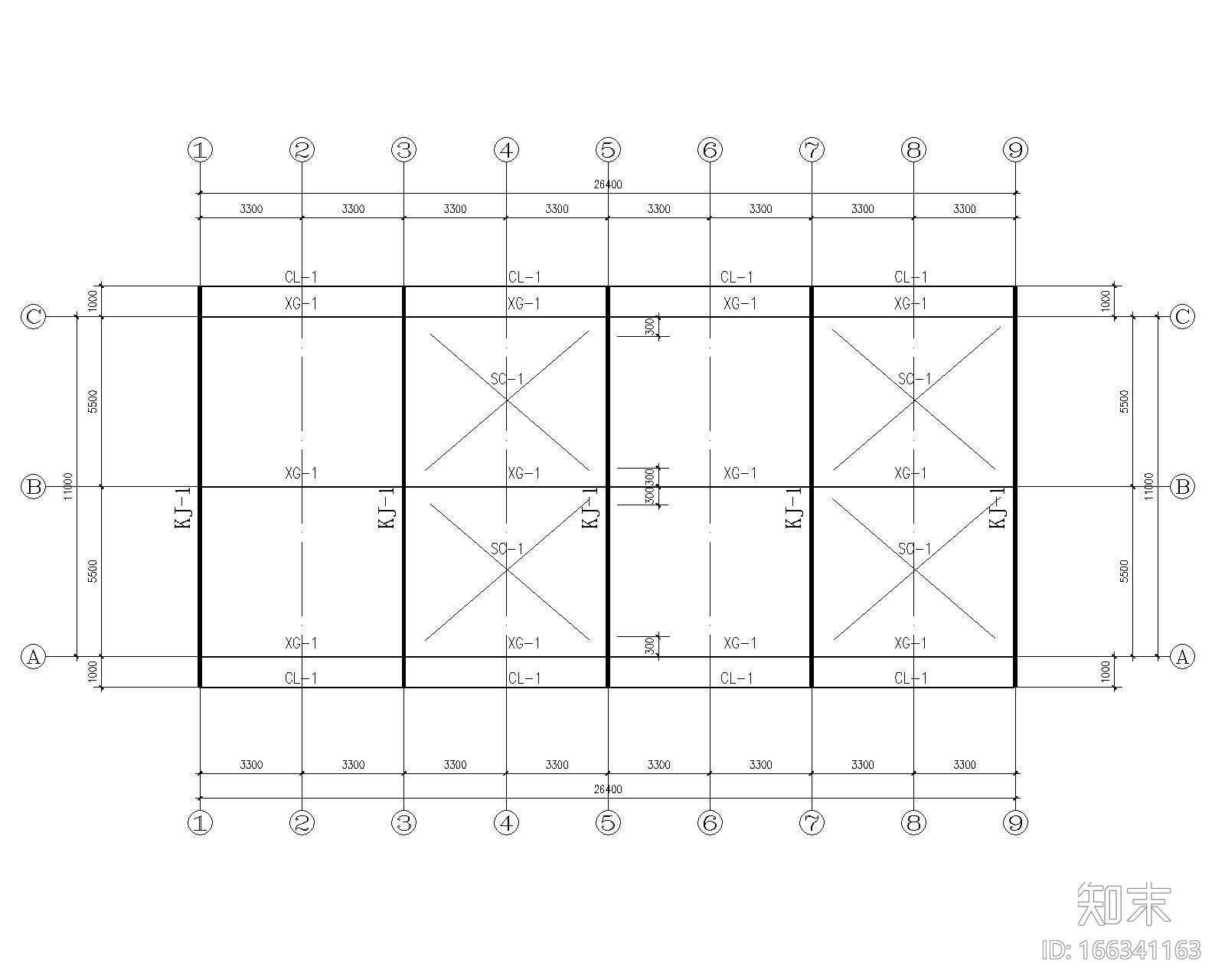 某2层钢结构商业结构施工图（CAD含建筑图）施工图下载【ID:166341163】