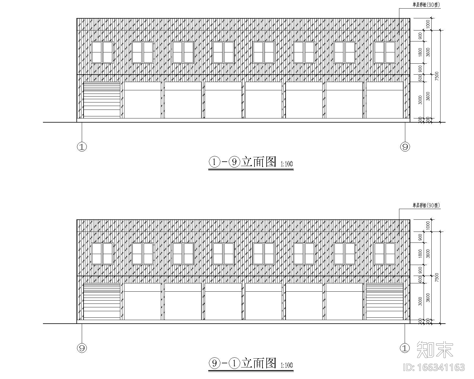 某2层钢结构商业结构施工图（CAD含建筑图）施工图下载【ID:166341163】