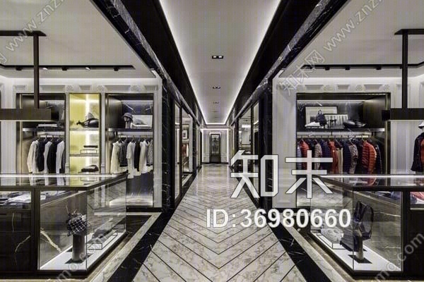 法国奢侈品牌Moncler上海恒隆广场店施工图+官方摄影cad施工图下载【ID:36980660】