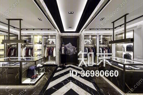 法国奢侈品牌Moncler上海恒隆广场店施工图+官方摄影cad施工图下载【ID:36980660】