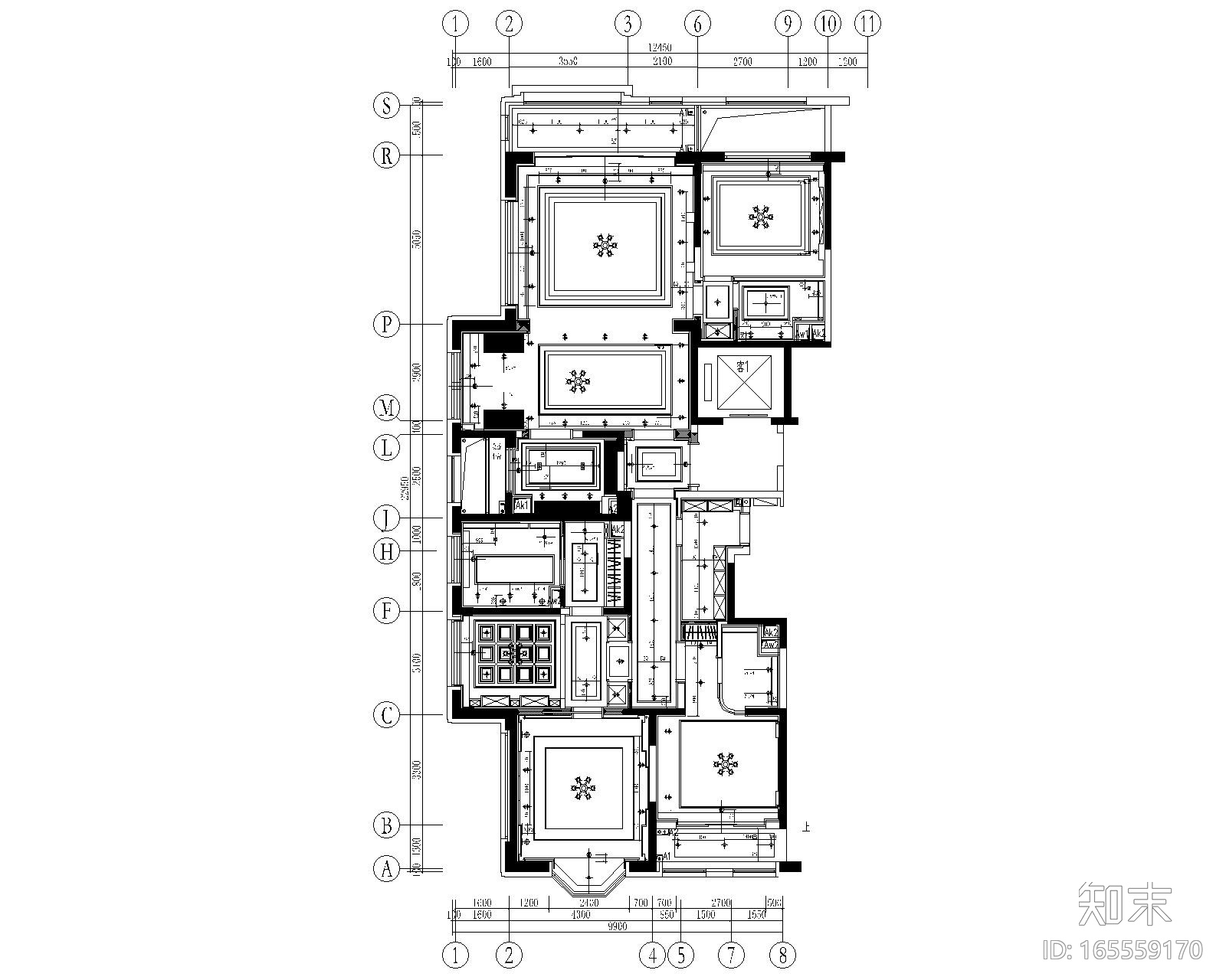 [上海]紫香舸-万科翡翠滨江3居室样板房CAD施工图+效果...施工图下载【ID:165559170】