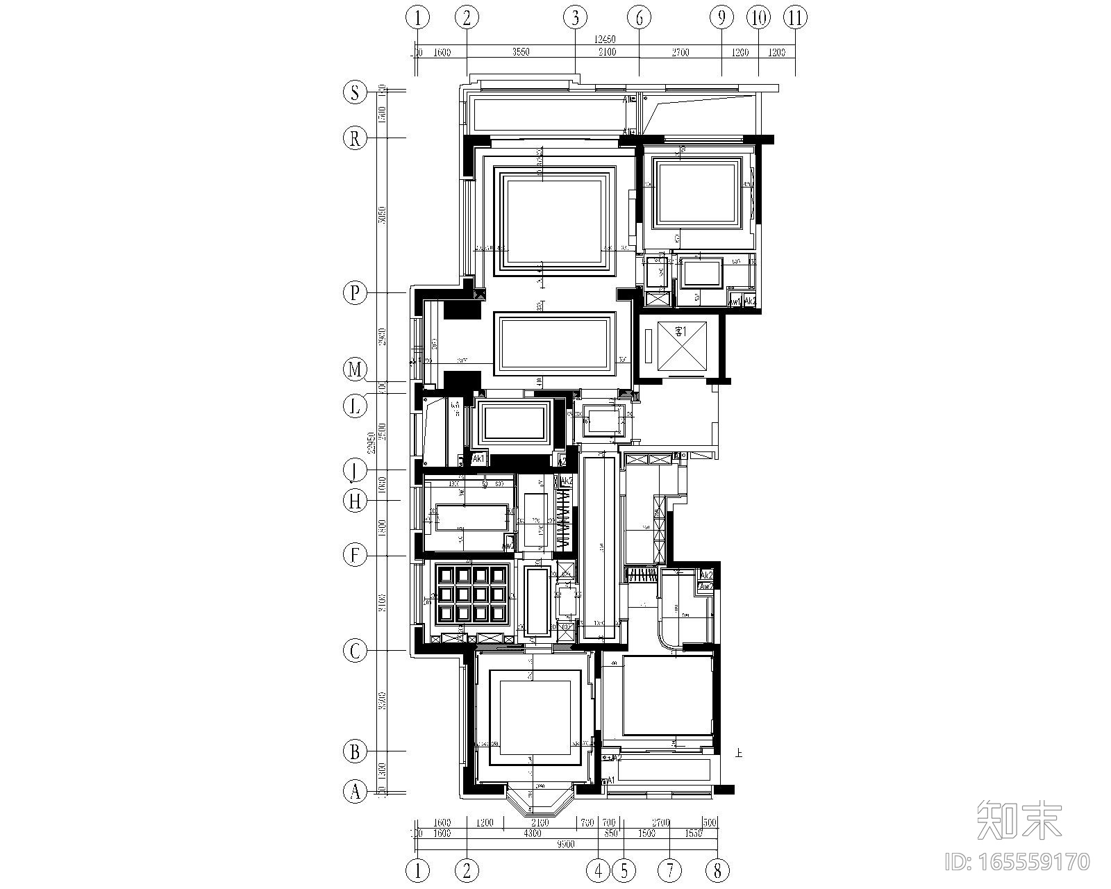 [上海]紫香舸-万科翡翠滨江3居室样板房CAD施工图+效果...施工图下载【ID:165559170】