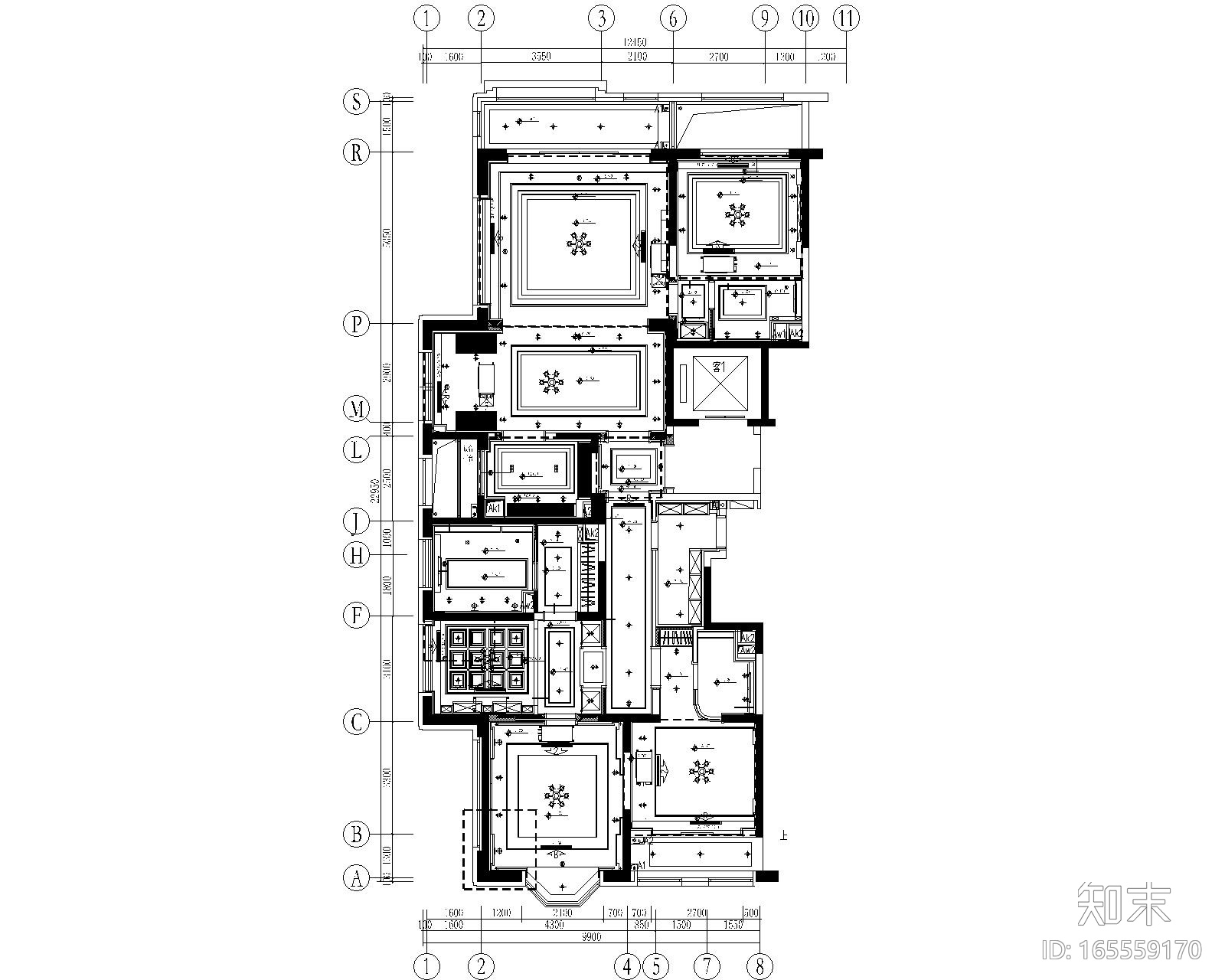 [上海]紫香舸-万科翡翠滨江3居室样板房CAD施工图+效果...施工图下载【ID:165559170】