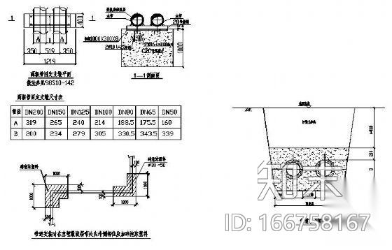 外管网直埋固定支架及拐弯处大样图cad施工图下载【ID:166758167】