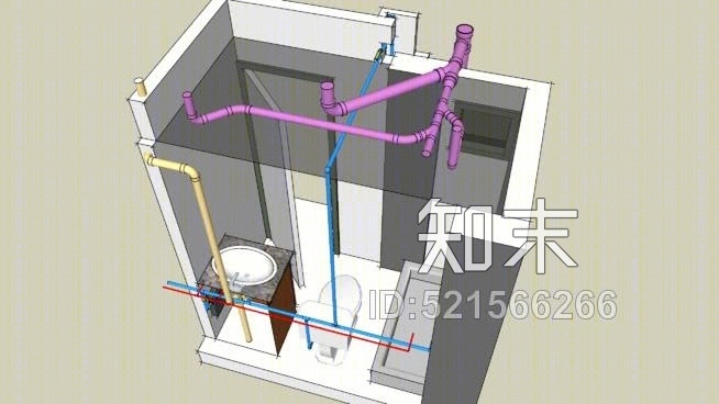浴室管道系统SU模型下载【ID:521566266】