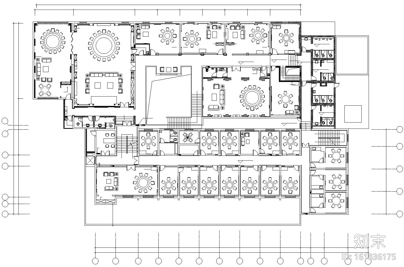 [三门峡]某中式风格大型酒楼内部装饰施工图及效果图cad施工图下载【ID:161836175】