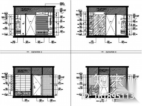 [上海]高级五星级豪华酒店客房室内装修施工图（含效果）cad施工图下载【ID:161895113】