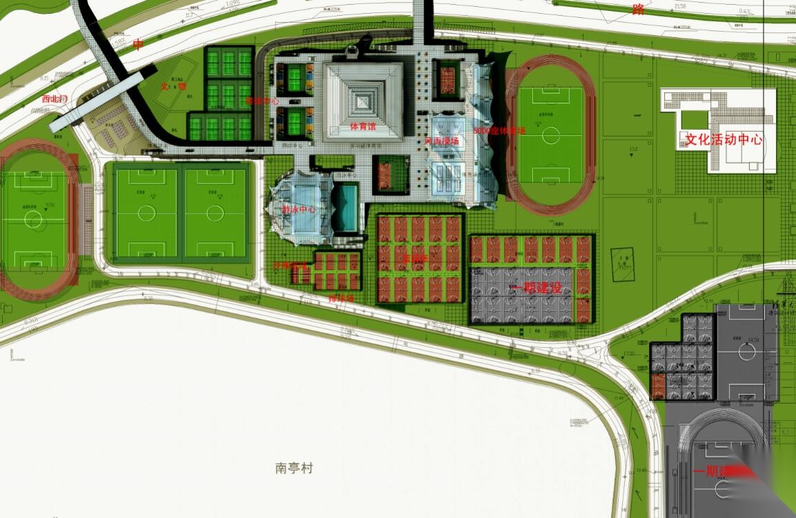 广东广东工业大学校园体育中心建筑方案图施工图下