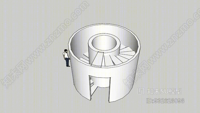 管状螺旋楼梯SU模型下载【ID:932628098】