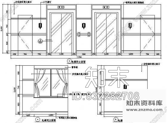 图块/节点电梯间立面图cad施工图下载【ID:832282708】