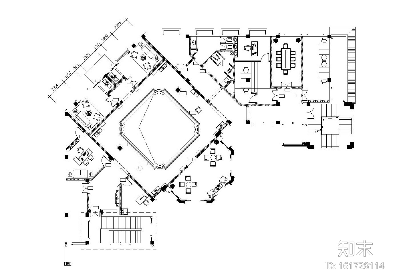 欧式风格大型房地产营销中心室内装修施工图（附效果图）cad施工图下载【ID:161728114】