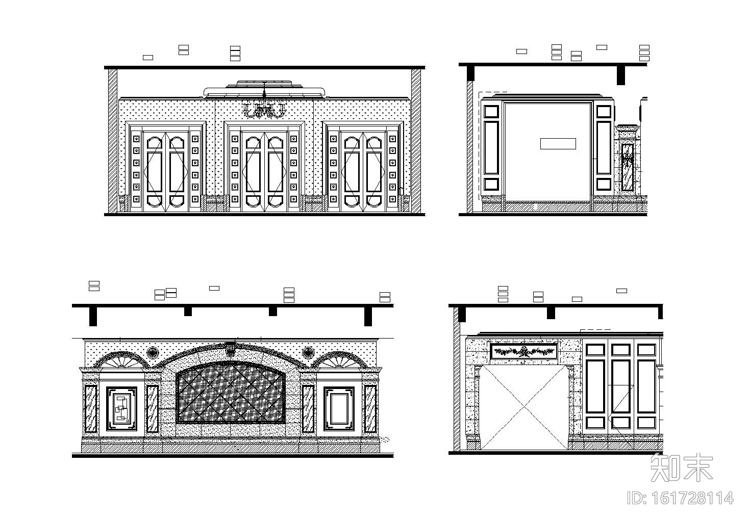 欧式风格大型房地产营销中心室内装修施工图（附效果图）cad施工图下载【ID:161728114】