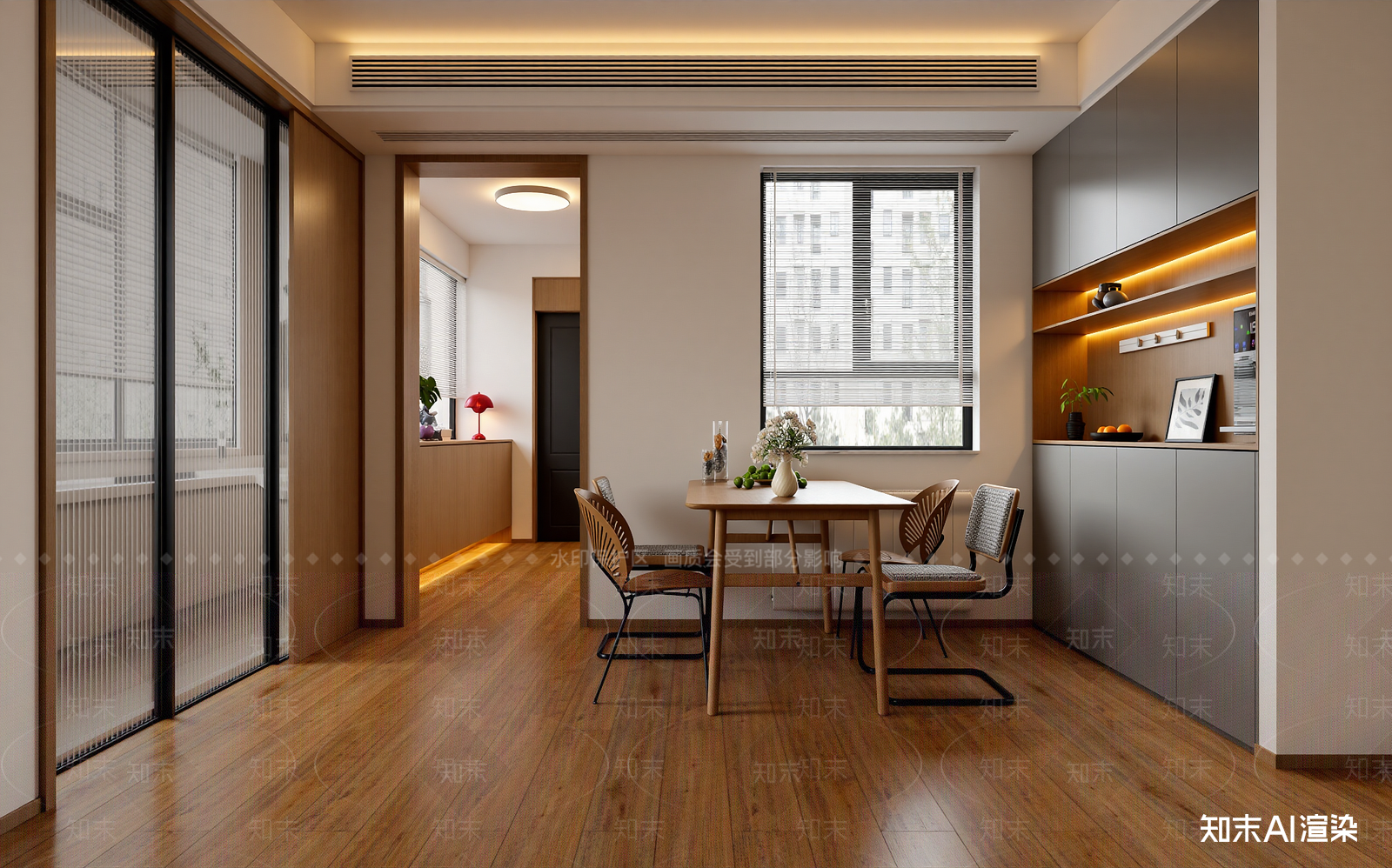 原木家居餐厅3D模型下载【ID:1215079736】