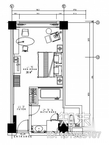 [厦门]某假日大酒店10号客房施工图（含效果）施工图下载【ID:161985107】