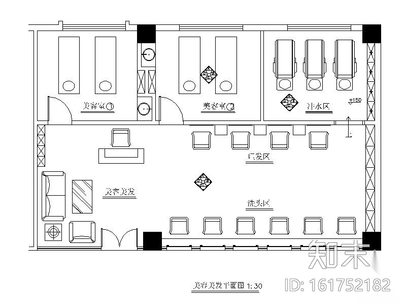 酒店美容美发店室内装修图（含效果）施工图下载【ID:161752182】
