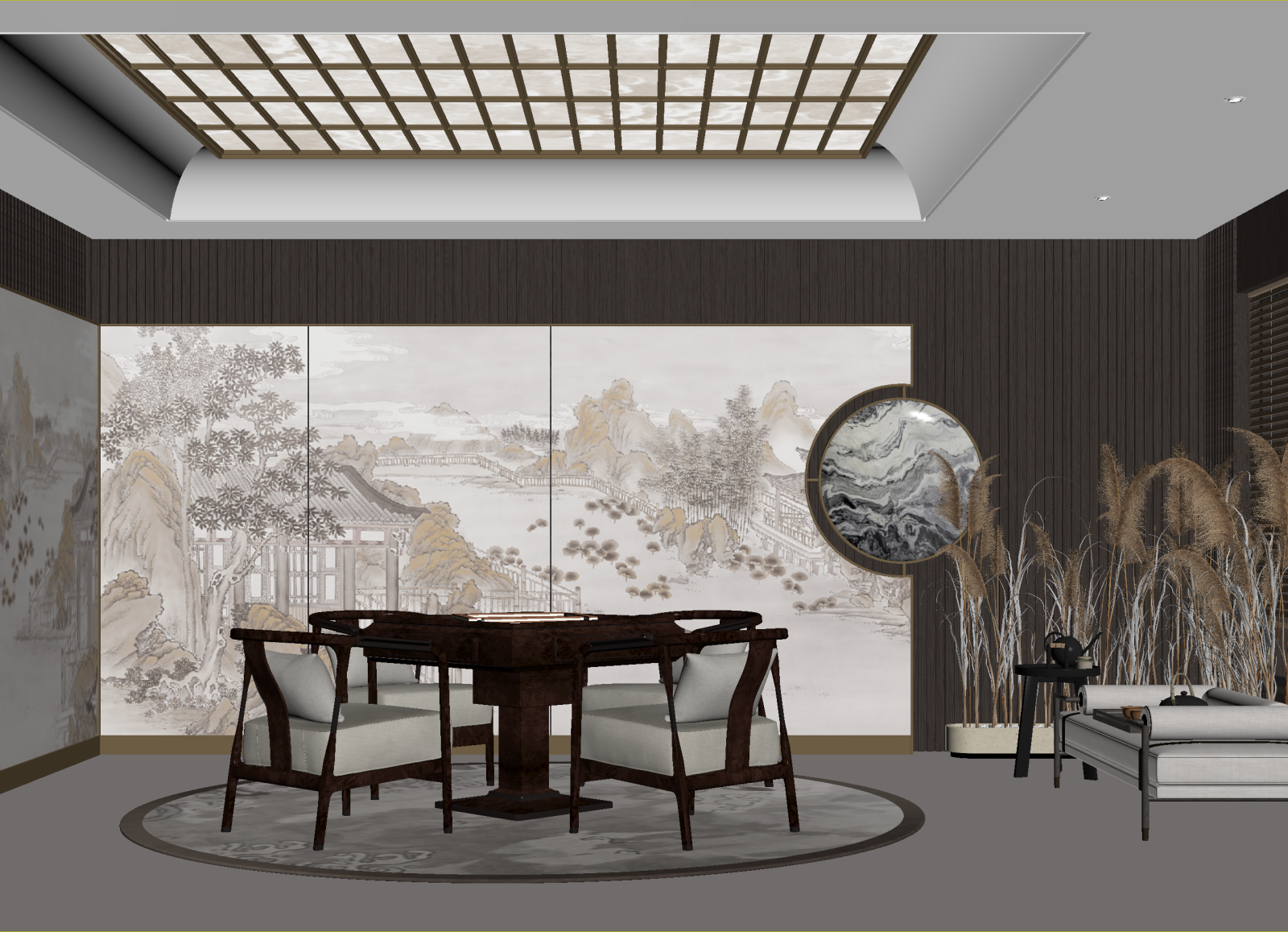 新中式茶室3D模型下载【ID:1214743332】