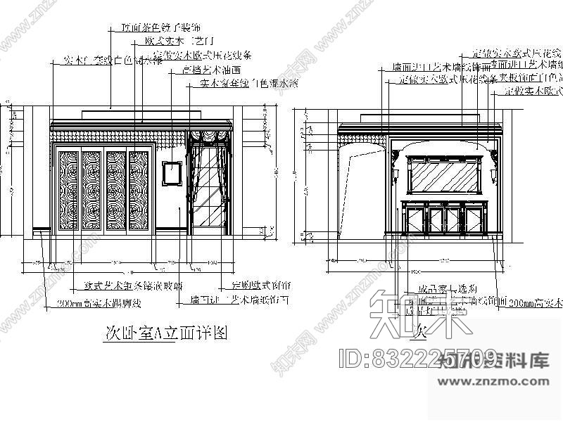 图块/节点次卧室立面图cad施工图下载【ID:832225709】