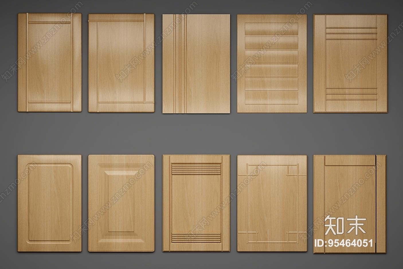 简欧式实木橱柜门板组合3D模型下载【ID:95464051】
