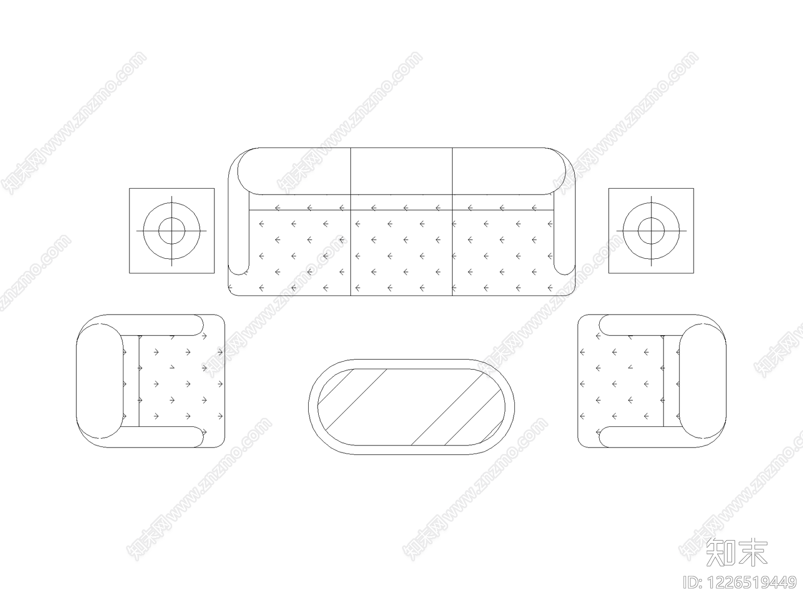 沙发cad施工图下载【ID:1226519449】