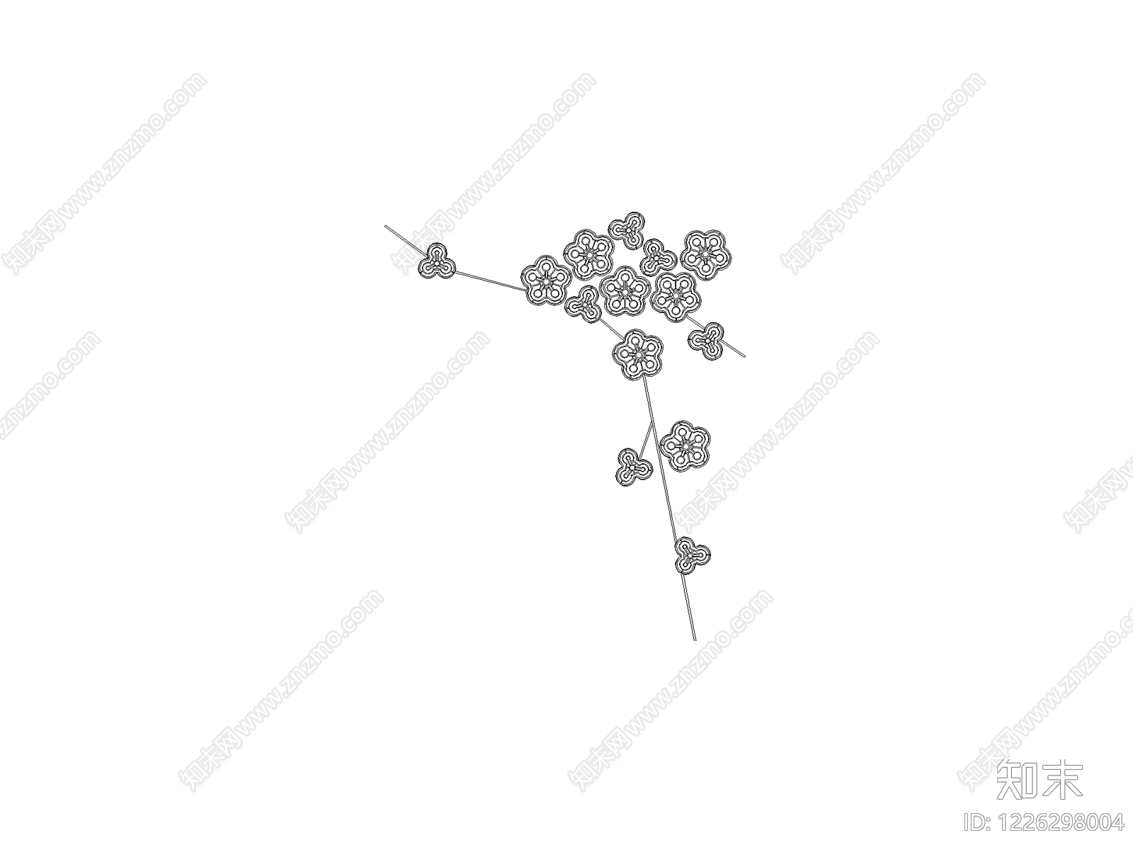 新中式,中式花CAD图纸