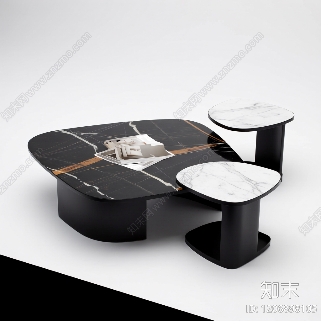 大理石茶几组合3D模型下载【ID:1206898105】