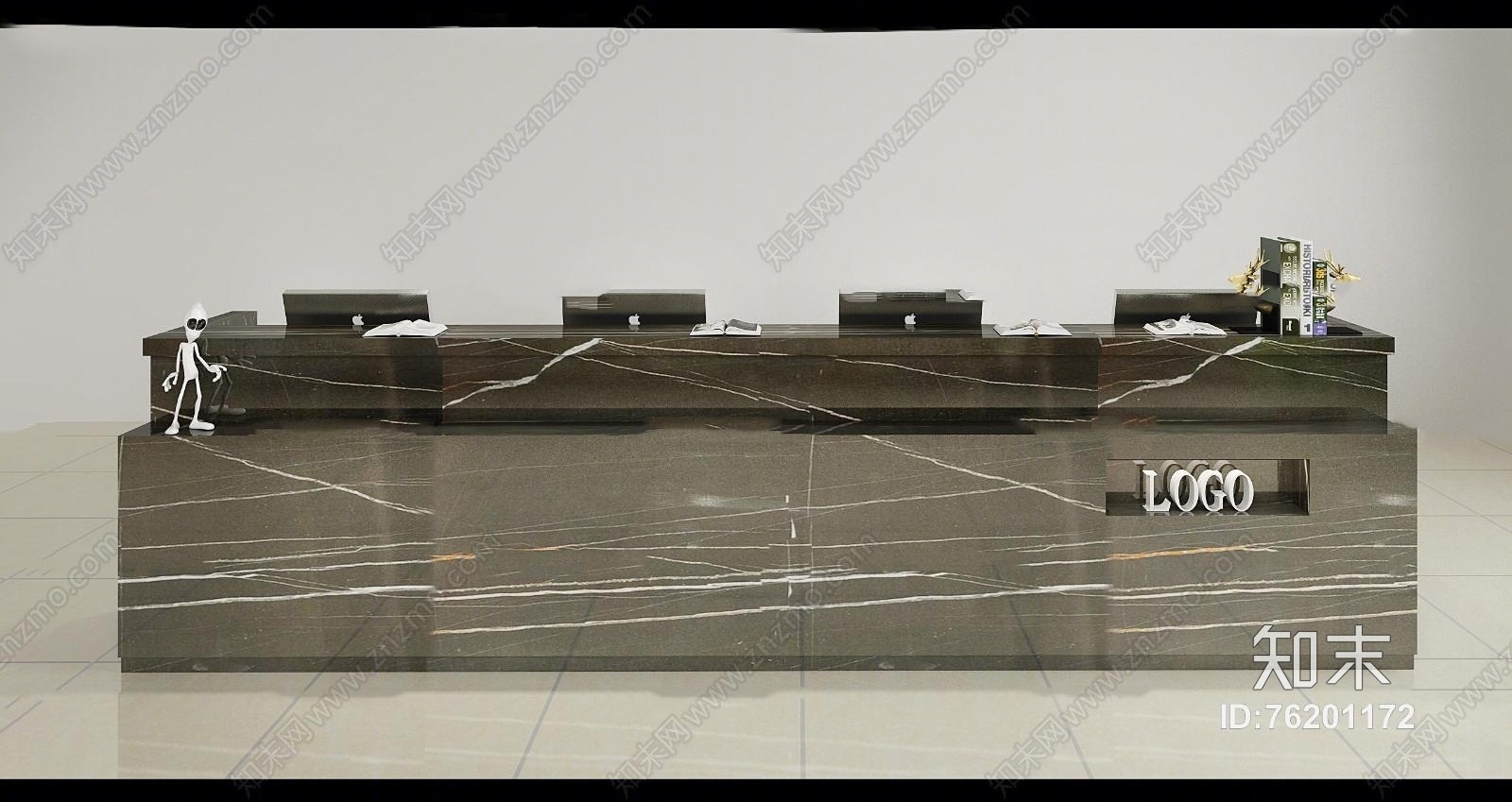 现代前台接待台3D模型下载【ID:76201172】