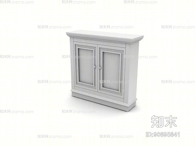 现代白色木艺浴室柜3D模型下载【ID:90895841】