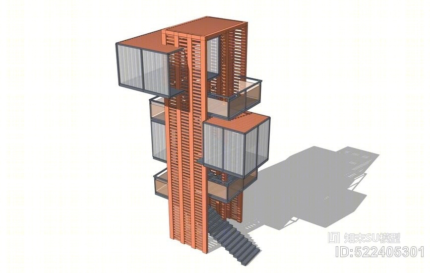 现代景观塔SU模型下载【ID:522405301】