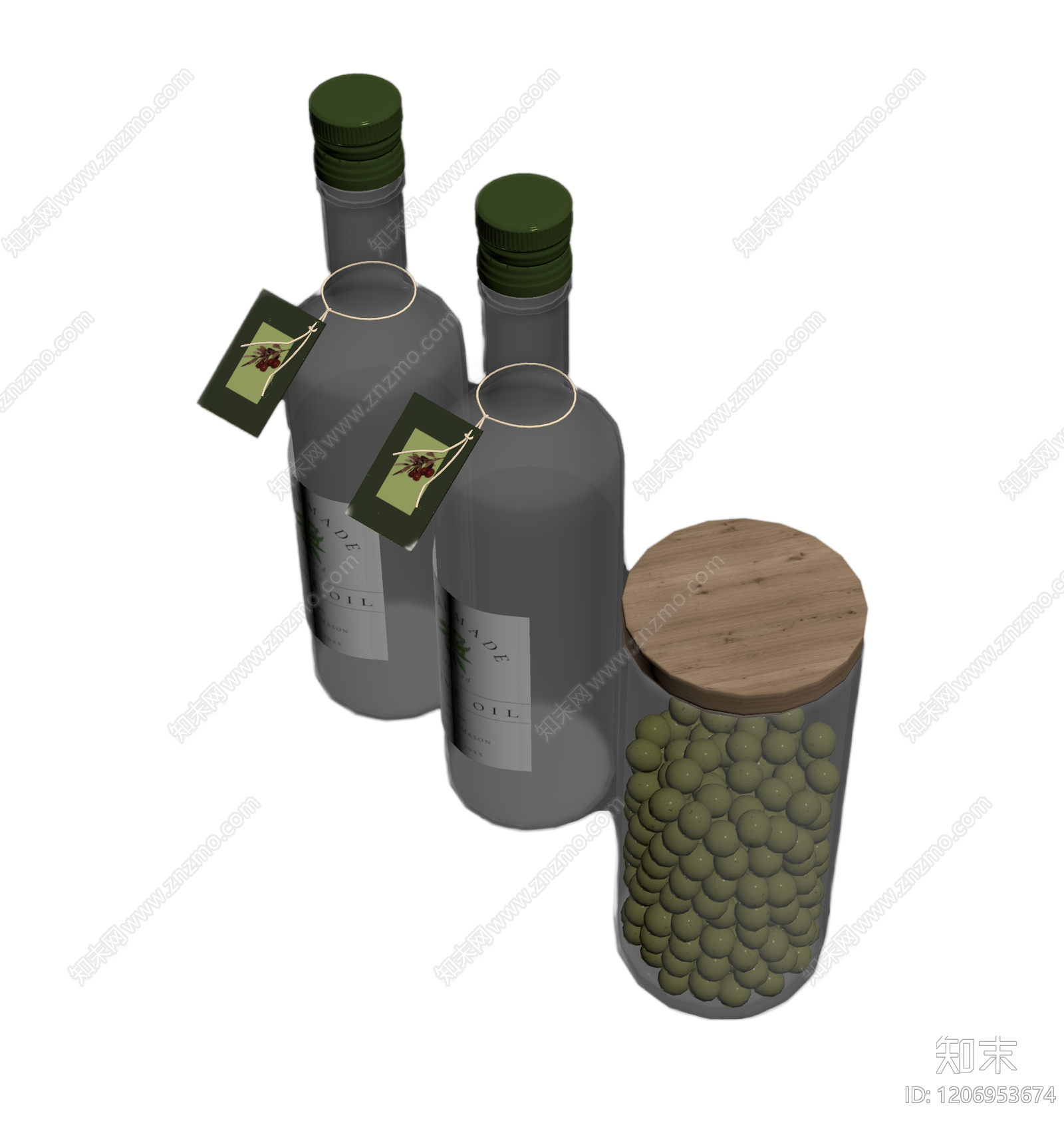 橄榄油瓶与储物罐3D模型下载【ID:1206953674】