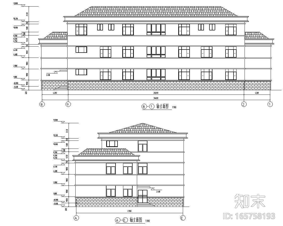 三层办公楼建筑施工图​施工图下载【ID:165758193】