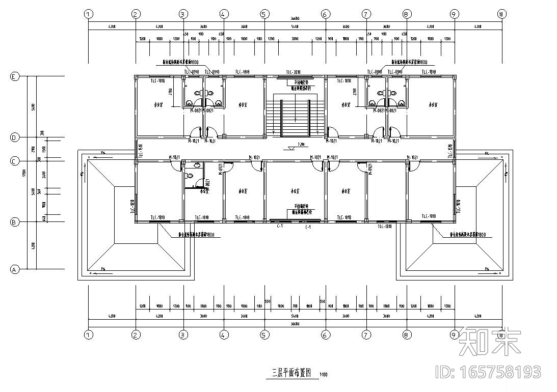 三层办公楼建筑施工图​施工图下载【ID:165758193】