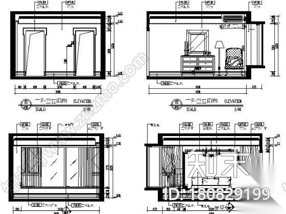 [深圳]133㎡简欧样板房四居室施工图（含效果）cad施工图下载【ID:180829199】