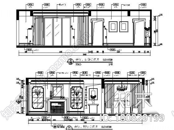 [深圳]133㎡简欧样板房四居室施工图（含效果）cad施工图下载【ID:180829199】