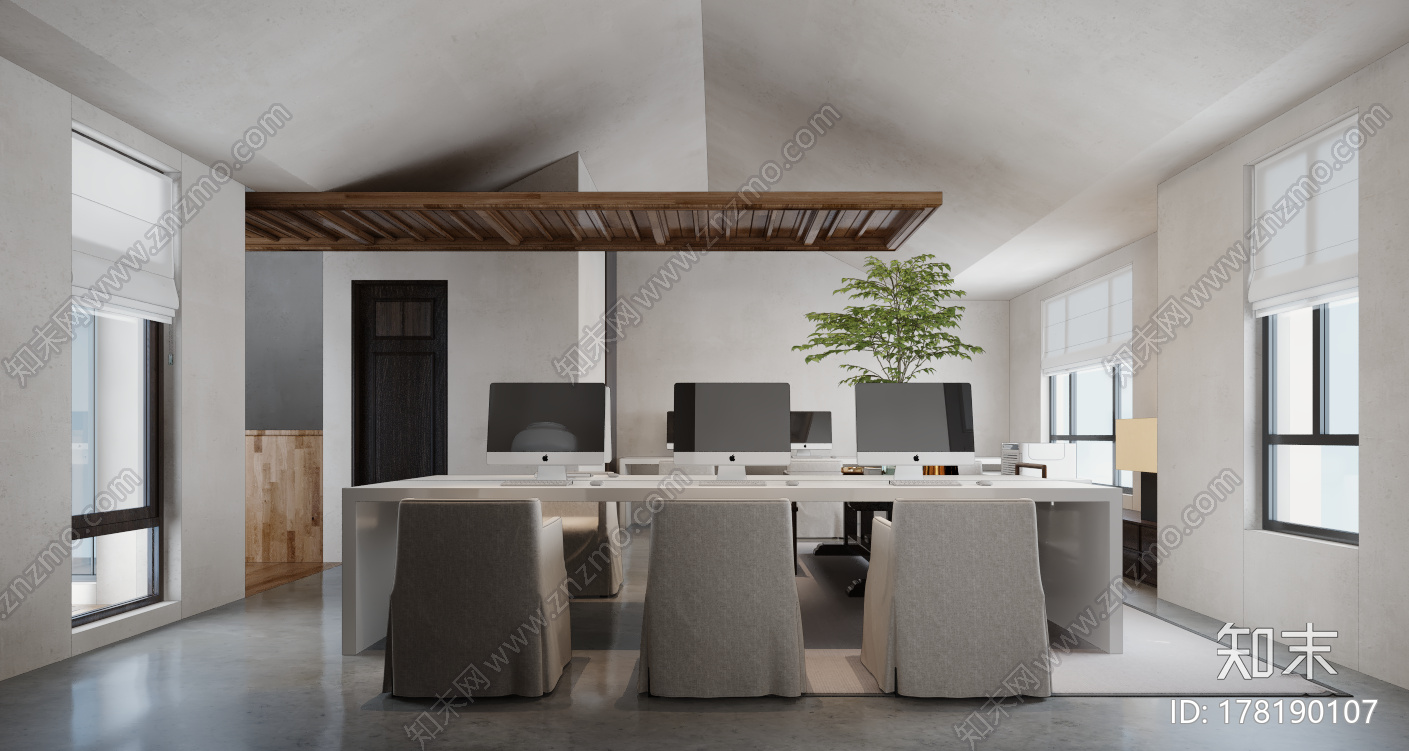 办公会所|CAD施工图+效果图施工图下载【ID:178190107】