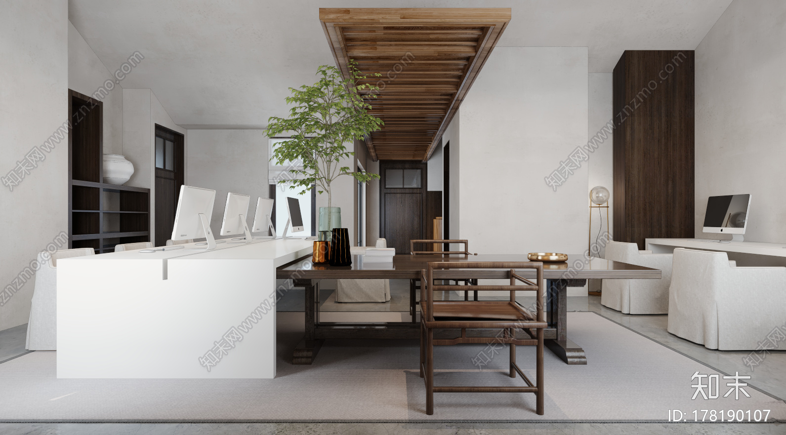 办公会所|CAD施工图+效果图cad施工图下载【ID:178190107】