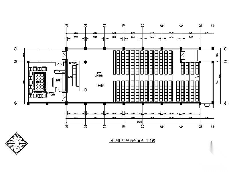 [杭州]某小学多功能厅室内装修图（含效果）cad施工图下载【ID:160707122】