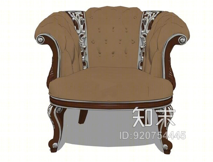 宫廷壹号单人休闲椅子SU模型下载【ID:920754445】