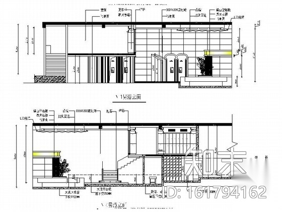 [武汉]高档现代风格洗浴中心室内CAD装修图（含效果）cad施工图下载【ID:161794162】