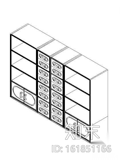 书柜CAD三维图块2cad施工图下载【ID:161851166】