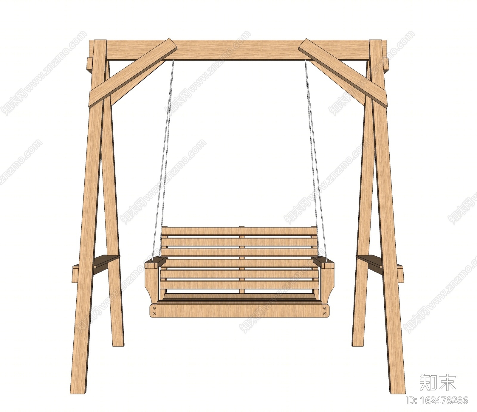 中式实木秋千吊椅吊椅SU模型下载【ID:162478286】