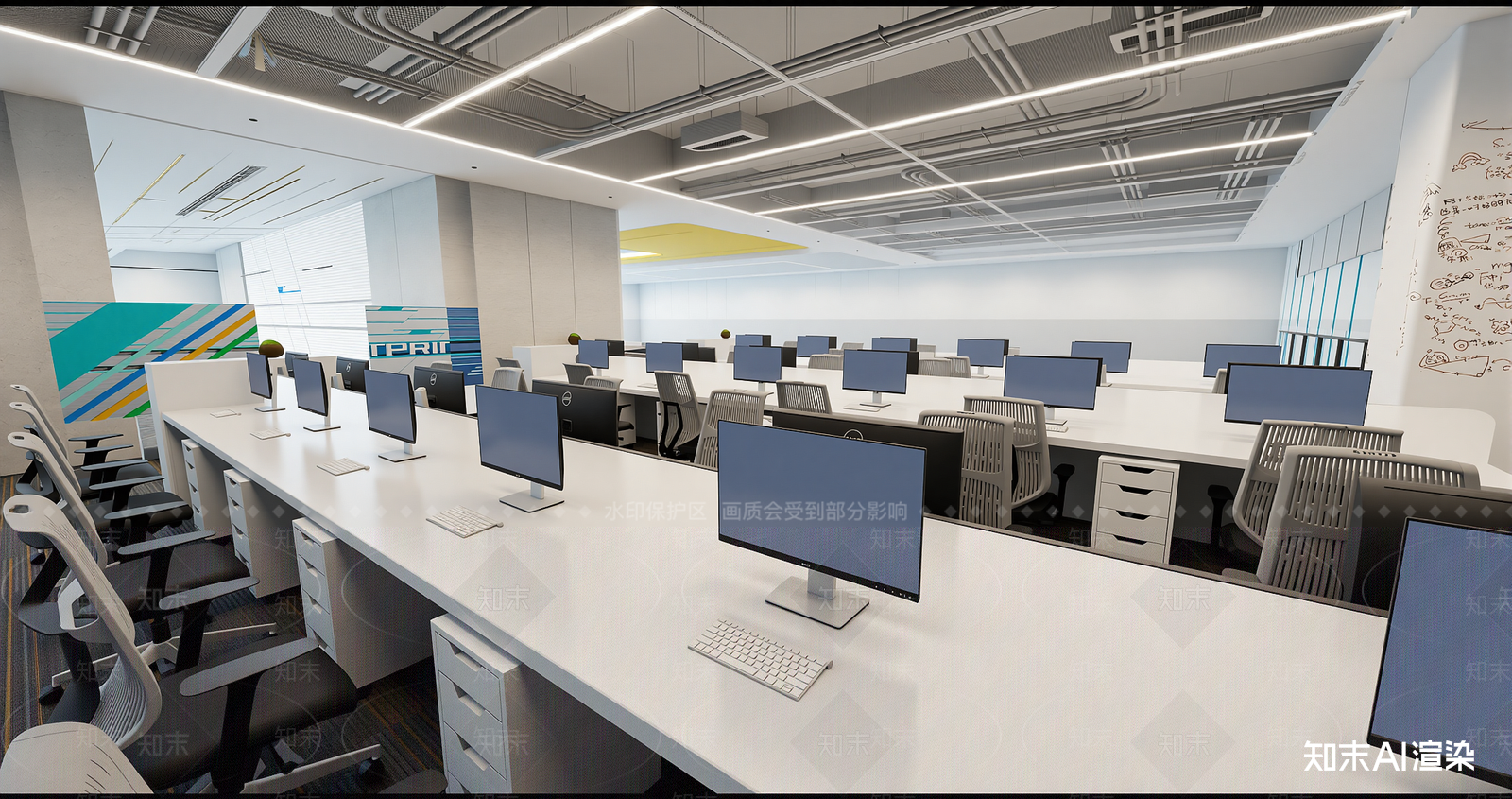 现代办公走廊SU模型下载【ID:1215930248】