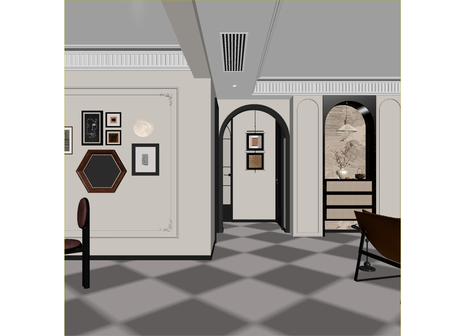 法式玄关3D模型下载【ID:1215009096】