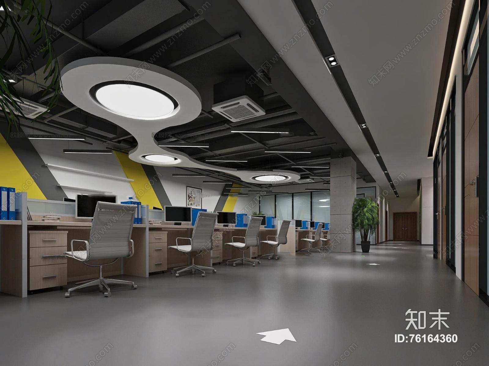 现代敞开式办公室3D模型下载【ID:76164360】