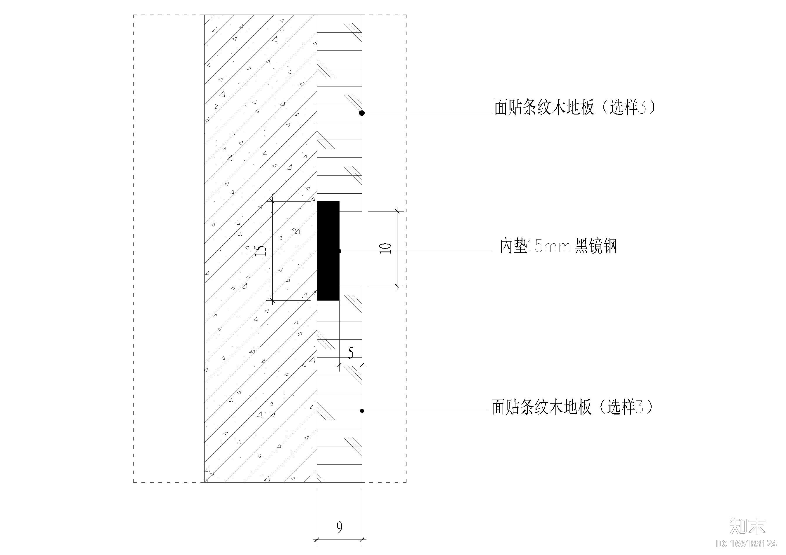 室内墙面收边，材料拼接节点剖面详图cad施工图下载【ID:166183124】