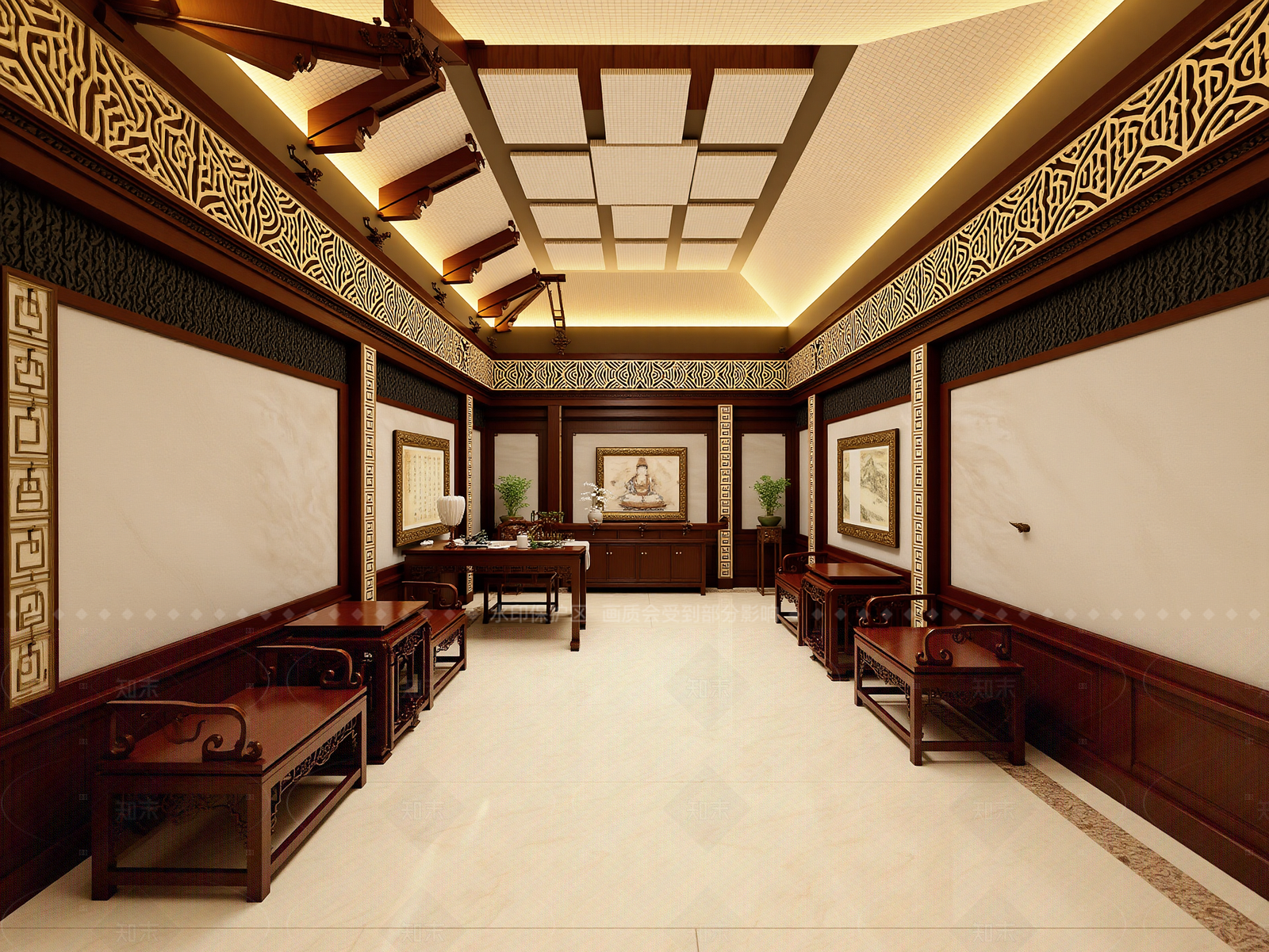 新中式佛堂3D模型下载【ID:1214925495】