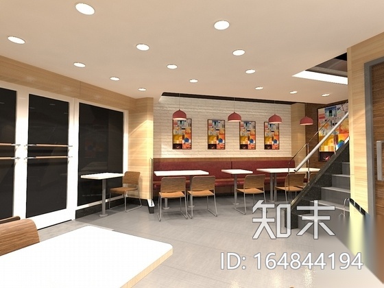 [北京]连锁特色风味现代快餐厅装修施工图（含效果）cad施工图下载【ID:164844194】