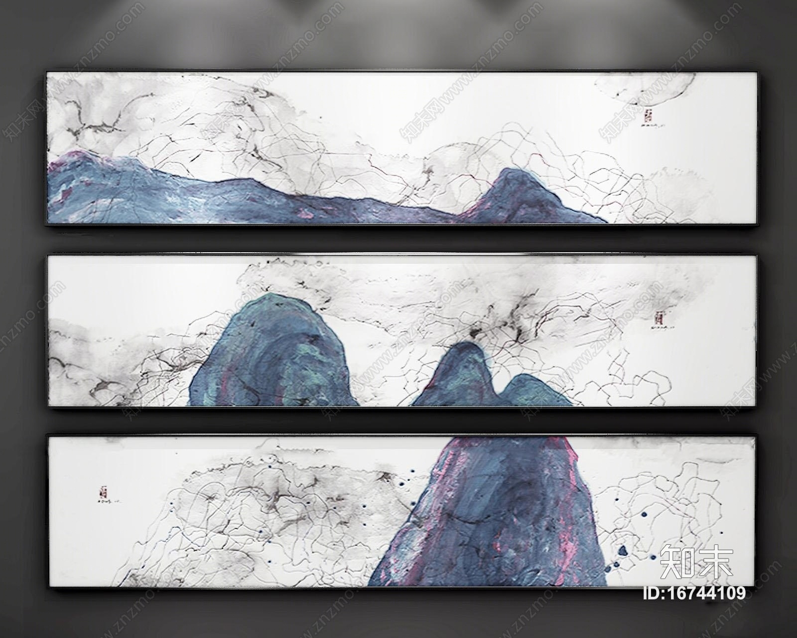 现代装饰画组合3D模型下载【ID:16744109】