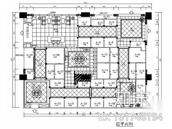 [广东]某陶瓷专卖店室内装修施工图cad施工图下载【ID:161746194】